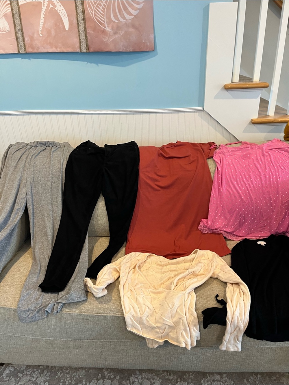 Good American Assorted Leggings & Tops Bundle in Gray, Black, Rust, Pink, Cream